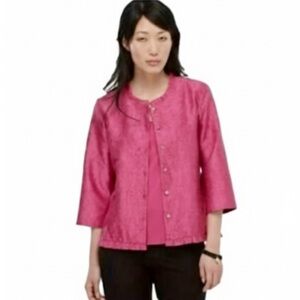 Eileen Fisher Pink Crinkled Silk Blouse/Light Jacket Small New Without Tags!